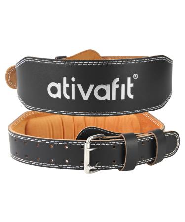 Ativafit weight lies made of leather 10 adjustable holes back support with suede lining and steel roll buckle contoured lifting belt fitness training belt ideal for bodybuilding