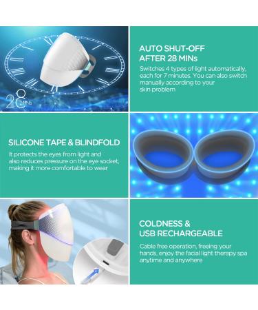Buy Eono LED Face Mask | Cordless Rechargeable Light Therapy for Anti-Aging & Acne Control - 4 Color Skin Treatment - Buy Online on GoSupps.com