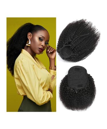 Fake Hair Bun 8-24 Inch Afro Curly Ponytail Human Hair Extensions Curly Fluffy Hair Comb with Drawstring Ponytail Hair Extensions Hair Accessories (Color : Black Size : 10inch) 10inch Black