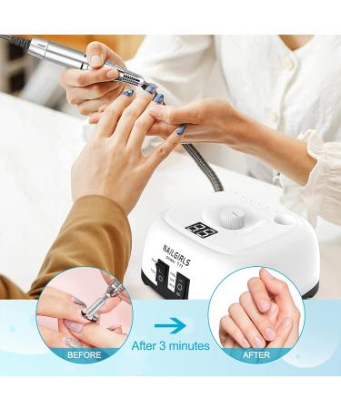 NAILGIRLS Electric Nail Drill 35000RPM Kit for Acrylic Nails - Professional Nail File with Foot Pedal, 11 Bits for Gel Polish Removal - Ideal for Home & Salon Use - Buy Online on GoSupps.com