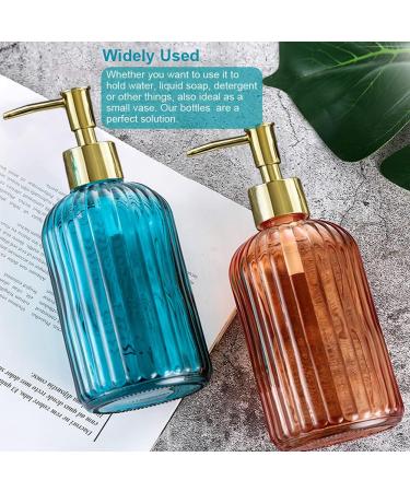 Versatile Glass Soap Dispenser Bottle with Pump 14 Oz Dripless Pump Bottle Refillable Liquid Hand Jar Dispenser for Bathroom Countertop Kitchen Laundry Room(Clear 2 Pack) - Buy Online on GoSupps.com