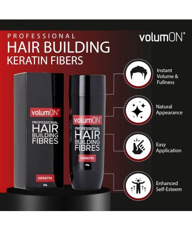 Volumon Professional Hair Building Fibres - 28g Keratin Hair Loss Concealer - Grey Shade - Up to 30 Uses - Choose from 8 Colors - Buy Online on GoSupps.com