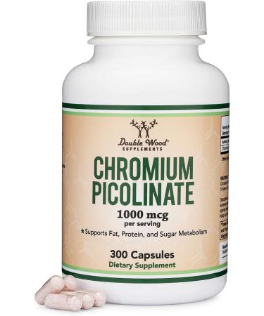 Chromium Picolinate 1000mcg for Healthy Weight Management (High Absorption and Bioavailability) (300 Vegan Safe Capsules, Non-GMO, Gluten Free, Manufactured in The USA) by Double Wood Supplements