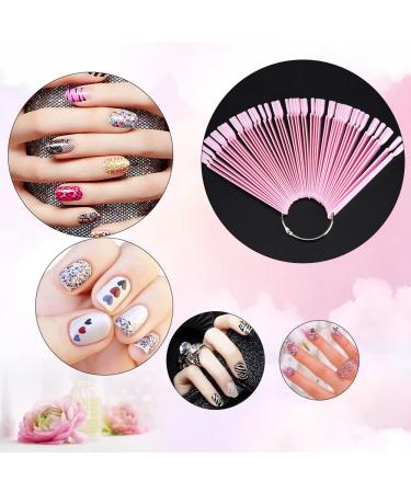 50 Pieces Nail Art Exercise Tips - Fan-Shaped Removable Nail Polish Display Sticks - Pink Manicure Tools for Perfect Nail Art - Buy Online on GoSupps.com