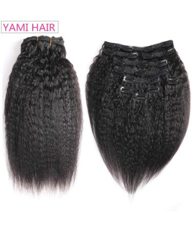 YAMI Kinky Straight 100% Remy Human Hair Extensions - 10 Inch Clip Ins for Women - Black Yaki Straight Real Hair - 120g/10pcs - Buy Online on GoSupps.com