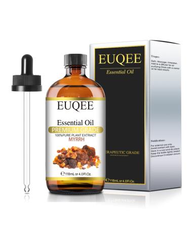EUQEE Myrrh Essential Oil 118mL/4oz Nature & Plant Essential Oil Premium Myrrh Oil for Diffuser Soap & Candle Making Humidifier Cleaning with Glass Dropper Myrrh 118.00 ml (Pack of 1)