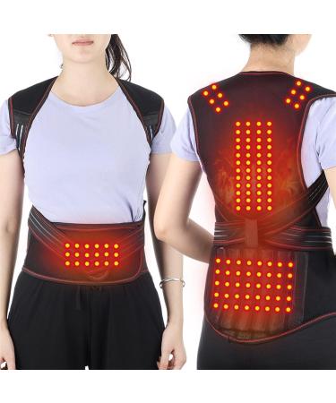 Physical Therapy Lumbar Back Brace Self-Heating 118pcs Magnets Full Back Support Belt Shoulder Neck Waist Support Heated Vest For Seniors Men & Women (Color : Black Size : XL) lofty ambition Black L