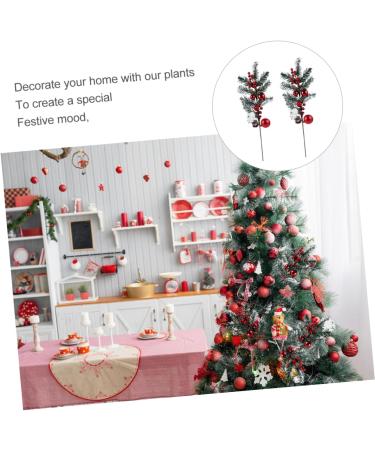 ABOOFAN 2Pcs christmas tree picks fake plant decorate decorative items Berry pine cone fruit plant flower branch nativity decor Jesus decorations crafts filler holly flowers - Buy Online on GoSupps.com