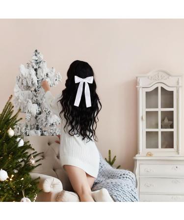 2 Pack Hair Bows for Girls and Women Large Bow Hair Clips Hair Barrette with Long Silky Satin White Hair Accessories for Girls(White) - Buy Online on GoSupps.com