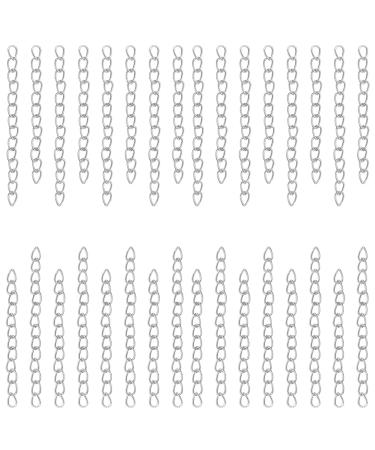 100Pcs Necklace Chain Extender for Jewelry Making,Stainless Steel Bracelets Extender Bracelet Chain Extender Chain Extension Tails for Necklaces Bracelet,Anklets,Jewelry Making Supplies(Silver)