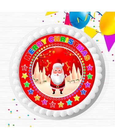 MERRY CHRISTMAS SANTA EDIBLE CAKE TOPPER CR014 - Buy Online on GoSupps.com