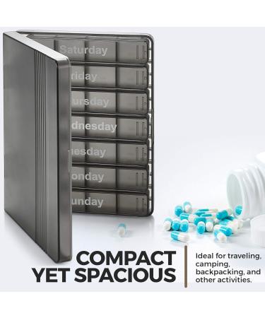 Weekly Pill Organizer - 7-Day AM/PM Pill Case with Removable Daily Compartments for Vitamins & Medications - Easy Read Labels for International Shipping - Buy Online on GoSupps.com