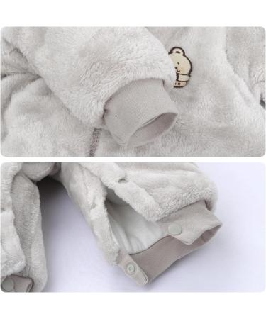 JiAmy Baby Boys Snowsuit & Girls Romper | Hooded Winter Jumpsuit | Bear Cartoon Pajamas Outfit | Gray 6-9 Months - Buy Online on GoSupps.com