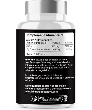 Black Maca | High Dosage Up to 4800 MG | Vitality Energy Performance | 90 Capsules | Food Supplement | Made in France - Buy Online on GoSupps.com