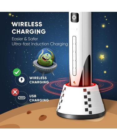 ORAL MASTER Kids Sonic Electric Toothbrush - 5 Modes, 3 Intensity Levels, 2-Minute Timer, Wireless Charge - IPX7 Waterproof - Rocket Series Electric Toothbrush for Child 3+ - Ideal Festival Gift - Buy Online on GoSupps.com