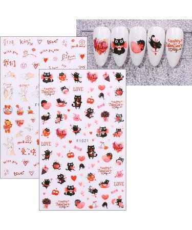 JMEOWIO 10 Sheets Valentines Day Heart Nail Art Stickers Decals Self-Adhesive Rose Love Nail Supplies Nail Art Design Decoration Accessories - Buy Online on GoSupps.com
