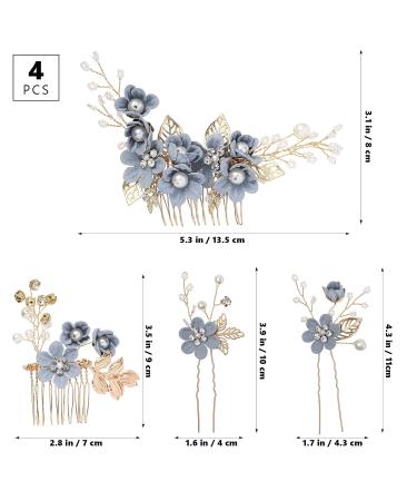 Toyvian 4pcs Rhinestone Hair Combs - Floral Bridal Headpiece with Crystals - Elegant Wedding & Evening Hair Accessories (Blue) - Buy Online on GoSupps.com