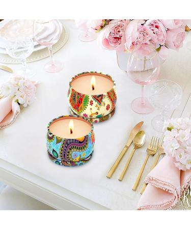 Set of 2 Aromatherapy Soy Wax Candles - Portable 4.4 OZ Tin Candles | Perfect Gift for Christmas Thanksgiving & Valentine's Day - Colorful Paisley Design - Buy Online on GoSupps.com