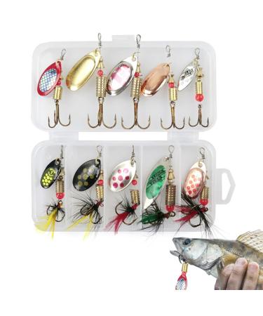 Angelkader 10 pieces of bait set trout spoon spinner blinker wobbler set spinner fishing bait with triplinge hook fishing set set for trout perch salmon pike pikeperch - Buy Online on GoSupps.com
