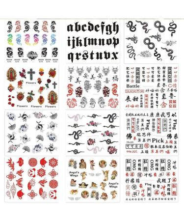 Dragon Snake Nail Art Stickers Decals - Red Black Gothic Design - Water Transfer Slider Manicure - Chinese Character Decor - 12 Sheets - Buy Online on GoSupps.com