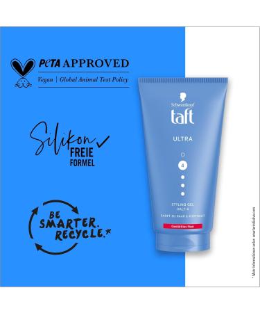 Schwarzkopf TAFT Gel Ultra Styling (150 ml) - Styling gel for fortified hair with ultra strong hold - Gentle on hair and scalp - Vegan - Buy Online on GoSupps.com