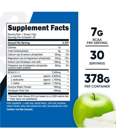 Nutricost BCAA + Hydration Powder - Green Apple | 30 Servings | Gluten-Free & Non-GMO Amino Acid Supplement - Buy Online on GoSupps.com