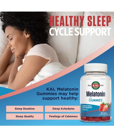 Buy KAL Melatonin Strawberry Gummies 5mg - 60 Count | Sleep Aid Supplement - Buy Online on GoSupps.com