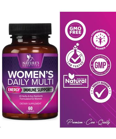 Women's Multivitamin - Energy & Immune Support - Non-GMO & Gluten-Free - 60 Capsules - Buy Online on GoSupps.com