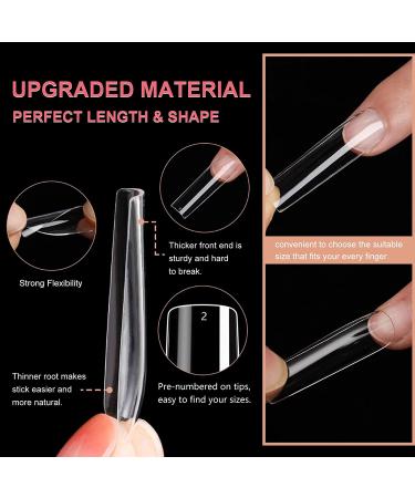 500pcs FITDON XXL Long Square Nail Tips | Extra Long Clear Press on Nails for Salons and DIY Nail Art - Buy Online on GoSupps.com