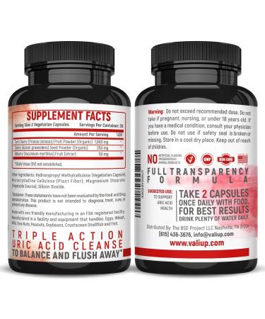 VALI Tart Cherry Uric Acid Cleanse - Joint & Muscle Support Supplement with Organic Celery, Bilberry Extract - 60 Veggie Capsules - Buy Online on GoSupps.com