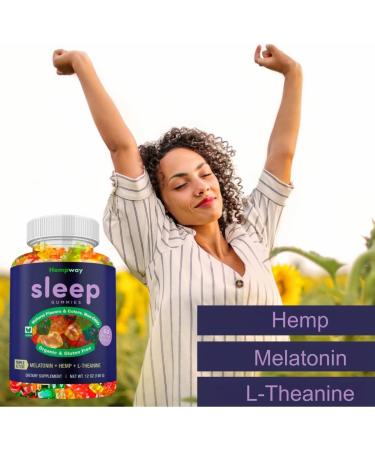 Hemp Sleep Gummies Triple Action | Supports Healthy Sleep with Melatonin, Hemp & L-Theanine | Made in USA | 60 Organic Gummies - 10mg L-Theanine, 5mg Melatonin, 200mg Hemp - Buy Online on GoSupps.com