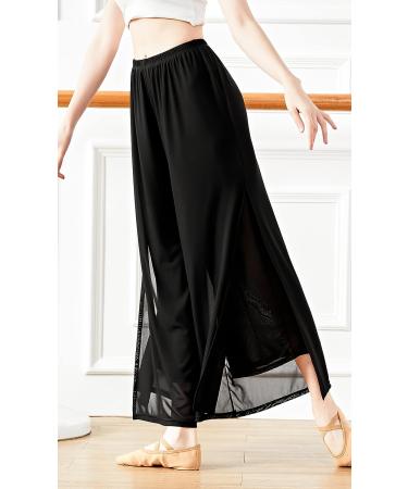 Angcoco Women's Double Layered Stretch Chiffon Dance Pants - Large Black - Buy Online on GoSupps.com