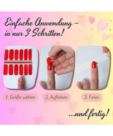 Buy Red Ultra-Thin Nail Foils | 16 Self-Adhesive Nail Polish Strips for All Nail Types - Premium Nail Art Wraps - Buy Online on GoSupps.com