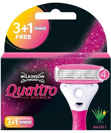 Wilkinson Sword Quattro for Women Razor Blades - 4 Count Pack - Smooth Shave for Ladies - Buy Online on GoSupps.com