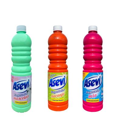 Asevi Floor Concentrate Cleaning Products - Mio Pink - Orange - Pet Friendly - Bundle of 3