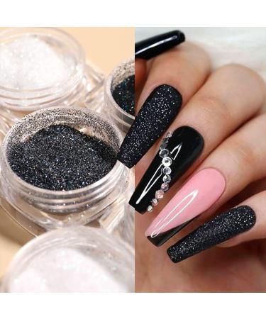 6 Jars Nail Glitter Powder Black White Silver Dust French Nail Sugar Glitter for Manicure Decorations - DIY Crafts - Buy Online on GoSupps.com