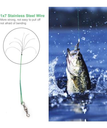 60PCS Fishing Wire Leader with Swivels and Snap - Nylon-Coated Steel Leaders for Tackle - Green (7.5, 11.7, 12.9 Inch) - Buy Online on GoSupps.com