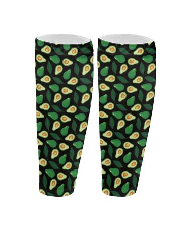 Poceacles Avocado Pattern Calf Compression Sleeves for Men Women Leg Compression Sleeves Footless Compression Socks for Running Sports Green M Green Avocado Medium