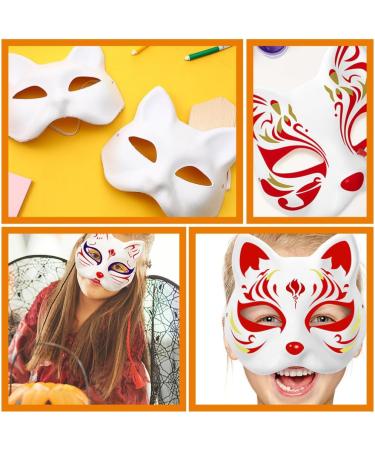 Ibasenice White Cat Paper Masks - Blank Half-Face Masks for Hand Painting | Perfect for Halloween Parties & Gifts - Buy Online on GoSupps.com
