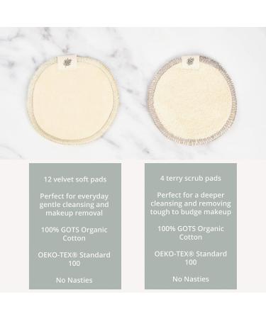 Wild & Stone Reusable Make-Up Remover Pads | 16 Eco-Friendly Organic Cotton Pads | Washable Bag Included | Perfect for All Skin Types - Buy Online on GoSupps.com