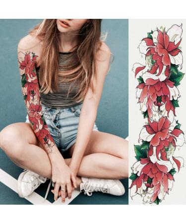 6 Sheets Full Arm Waterproof Black Skull Rose Temporary Tattoos for Men and Women - Extra Large Body Art Sticker Fake Tattoo - Buy Online on GoSupps.com