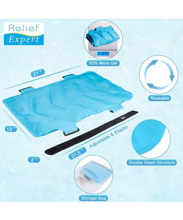 Relief Expert XXL Back Ice Pack (13x21) - Reusable Cold Compress for Back Pain Relief and Injuries - Blue - Buy Online on GoSupps.com