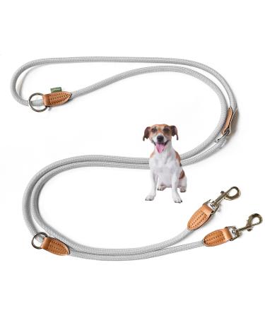 Leitengr n dog leash little dogs light |Guide 3M adjustable with 2 carabiners |3 meters long x 0.8 cm |Only 200 g |Devon model |Light gray Pale Gray 3 m x 0.8 cm