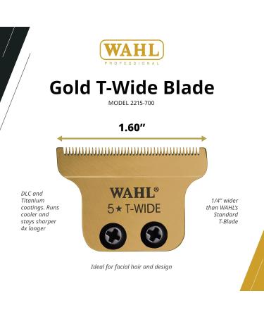 Wahl Professional Gold T-Wide Blade for The 5 Star Series Detailer Li Gold Trimmer for Professional Barbers and Stylists Item 2215-700 - Buy Online on GoSupps.com