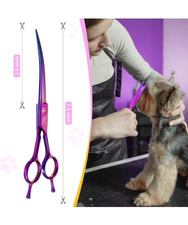 Jason Profi Curved Dog Scissors - 7.5 Japanese Stainless Steel Pet Fur Care Scissors (Purple) for Professional Grooming - Buy Online on GoSupps.com