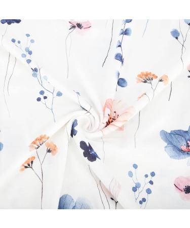 ABABC Women's Summer Floral Print V-Neck Top with Crochet Lace Trim - 3/4 Sleeve Casual Tunic Tee in White - Small - Buy Online on GoSupps.com