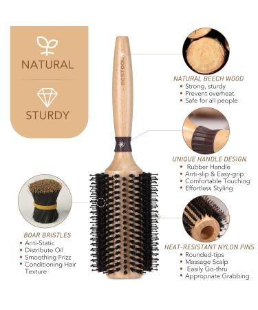 Bestool 38mm Round Brush for Blow Dryer | Wild Boar & Nylon Bristles | Professional Styling Brush for Smoothing & Curling Hair | Ideal for Men & Women - Buy Online on GoSupps.com