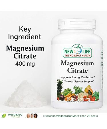 New Life Magnesium Citrate 400mg Nervous Support 120 Veg Capsules 60 Capsules - Buy Online on GoSupps.com