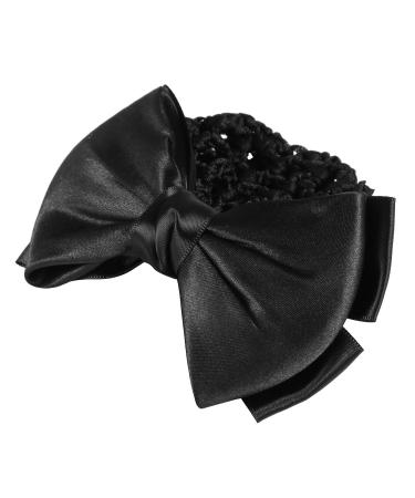 Black Bowknot Decor Snoodnetto Hair Clip Bun Cover