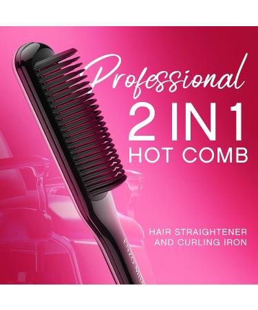 Enzo Milano SX ENZOcool 2-in-1 Electric Hot Comb for Thick Hair - Professional Close-to-Root Heating Straightener and Curler - Buy Online on GoSupps.com